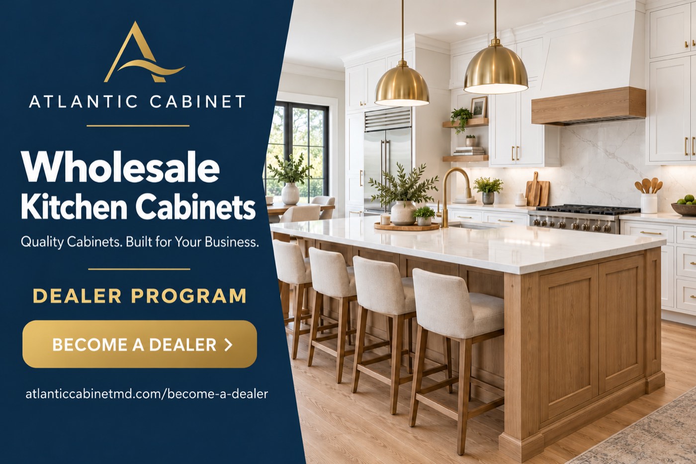 Atlantic Cabinet wholesale kitchen cabinets dealer program — become a dealer in the Baltimore–Washington area