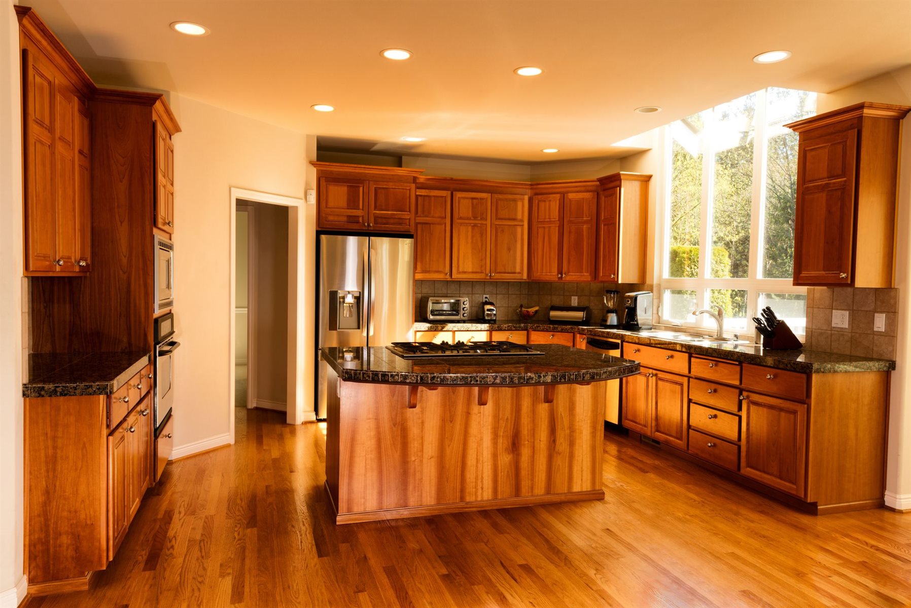 Wood kitchen cabinets